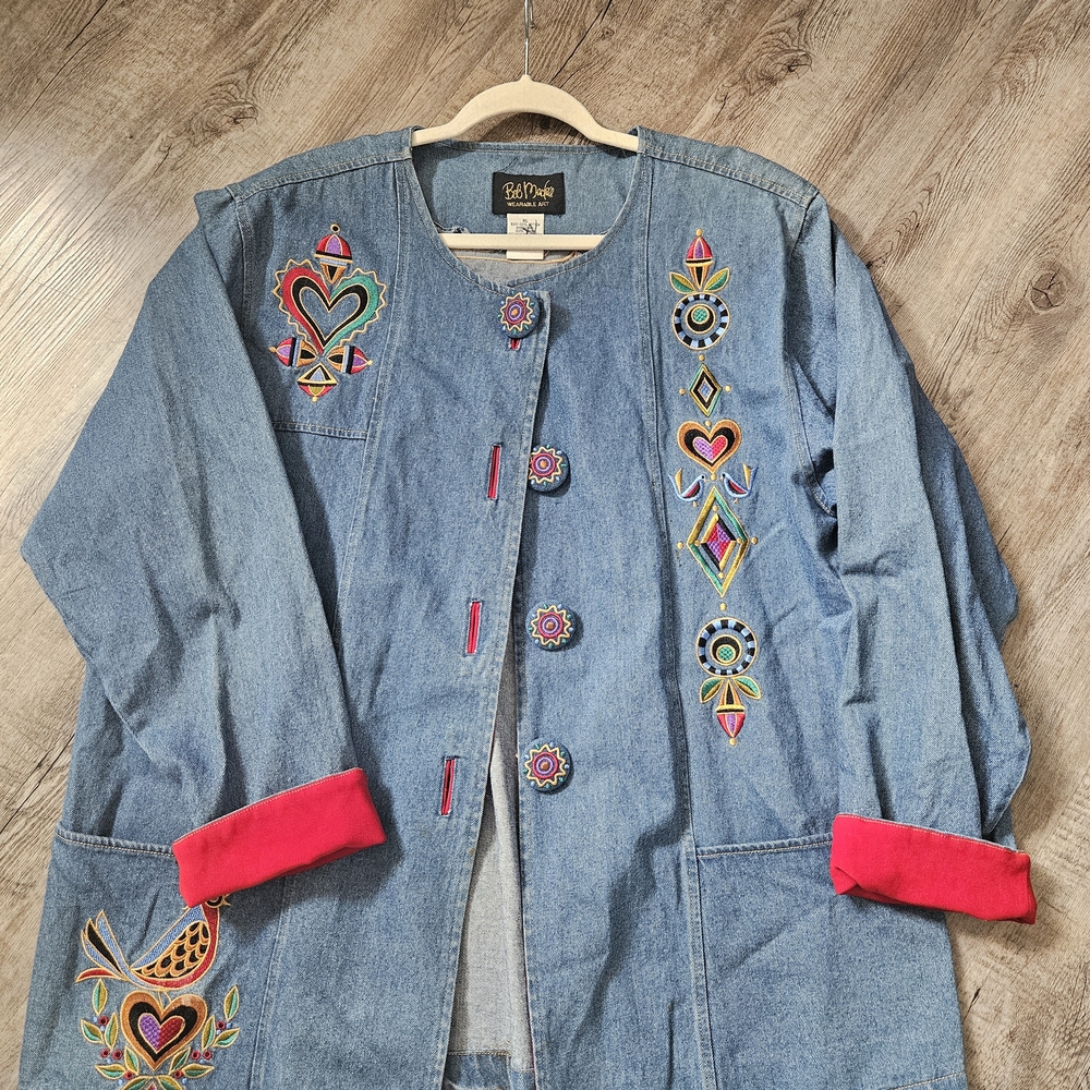 Colorful Embroidered Denim Jacket